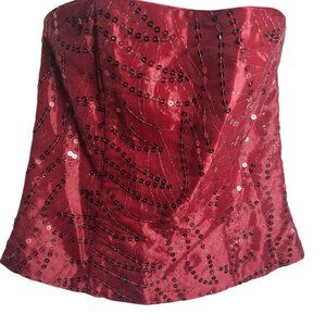Jessica McClintock Gunne Sax  Strapless Sequin Red Corset Top Sz 3